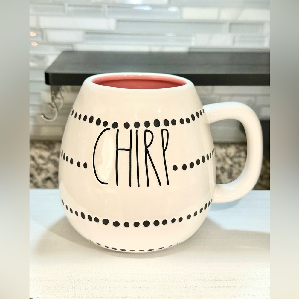 Rae Dunn Easter Egg shape CHIRP” pink inside Ceramic Mug Cup - NEW